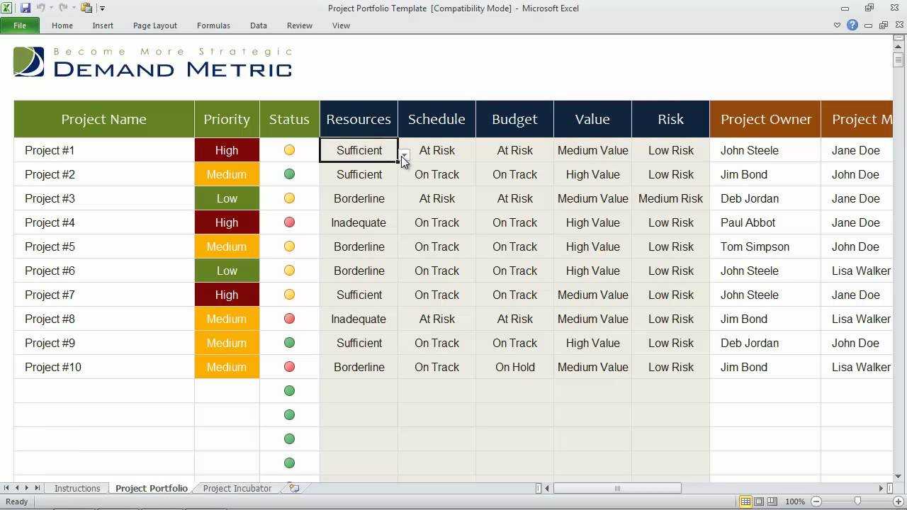 Project Portfolio Template With Portfolio Management Reporting Templates