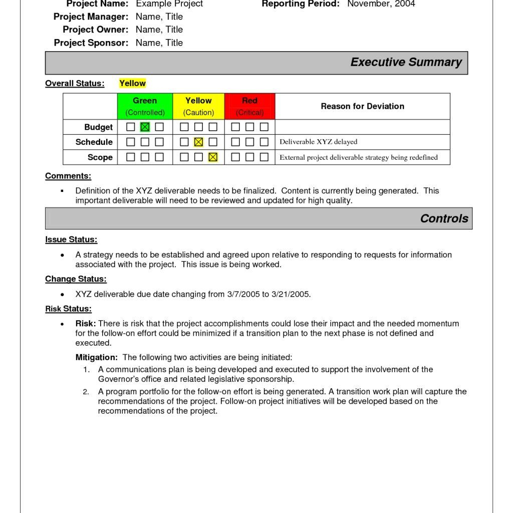Project Status Report Sample | Project Status Report Intended For Incident Summary Report Template
