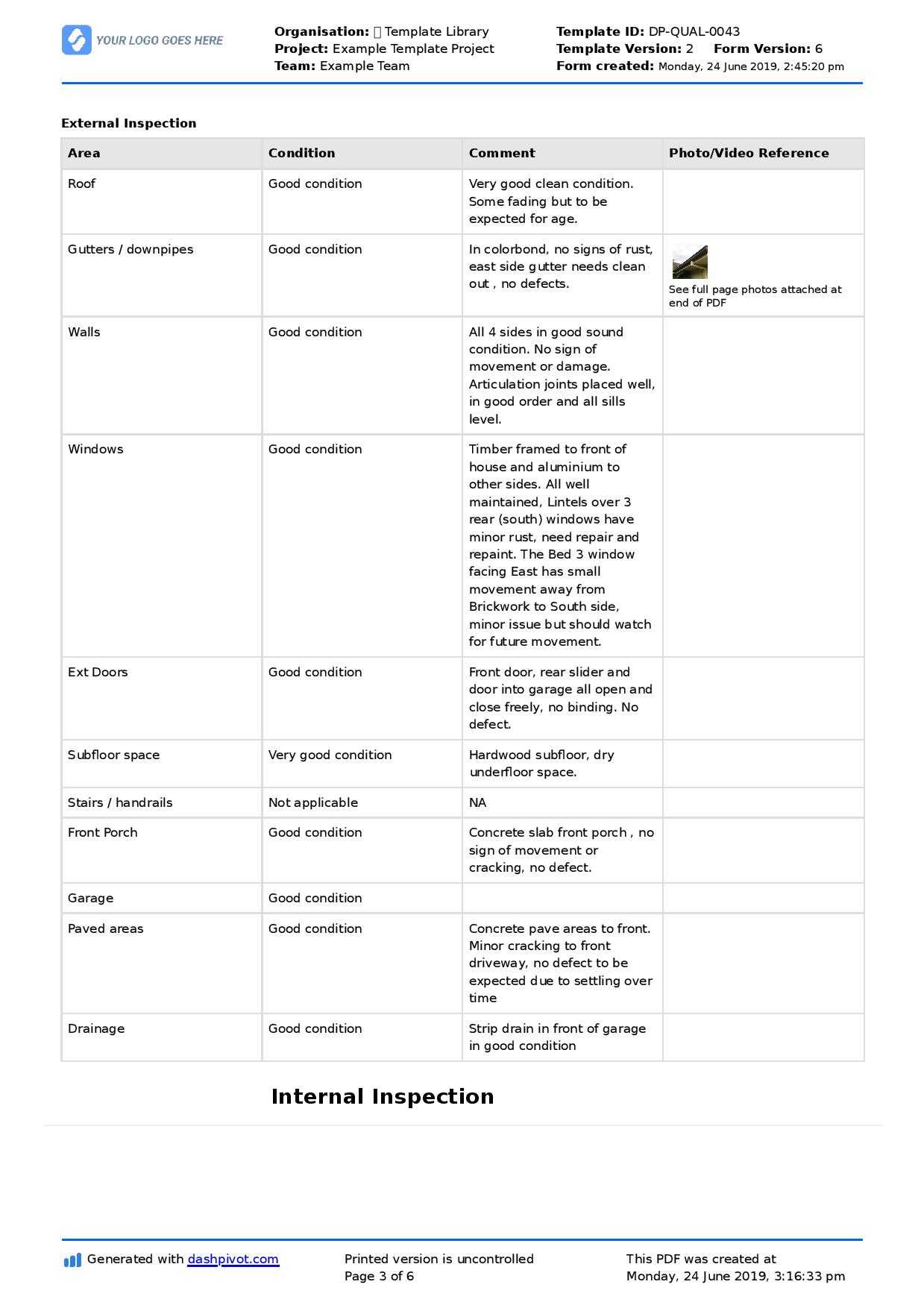 Property Inspection Report Template (Free And Customisable) Regarding Drainage Report Template