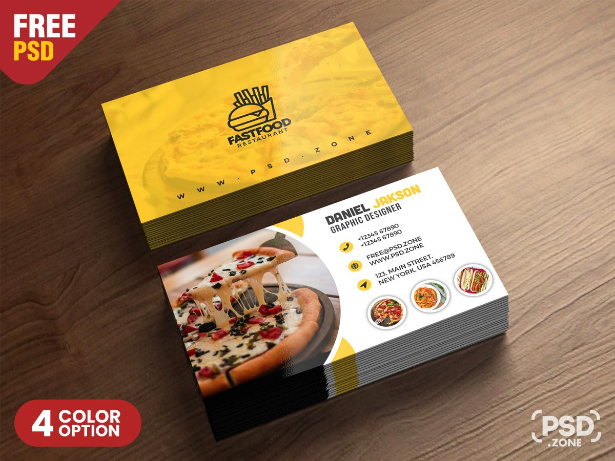 Psd Fast Food Restaurant Business Card Design | Freebie With Food Business Cards Templates Free