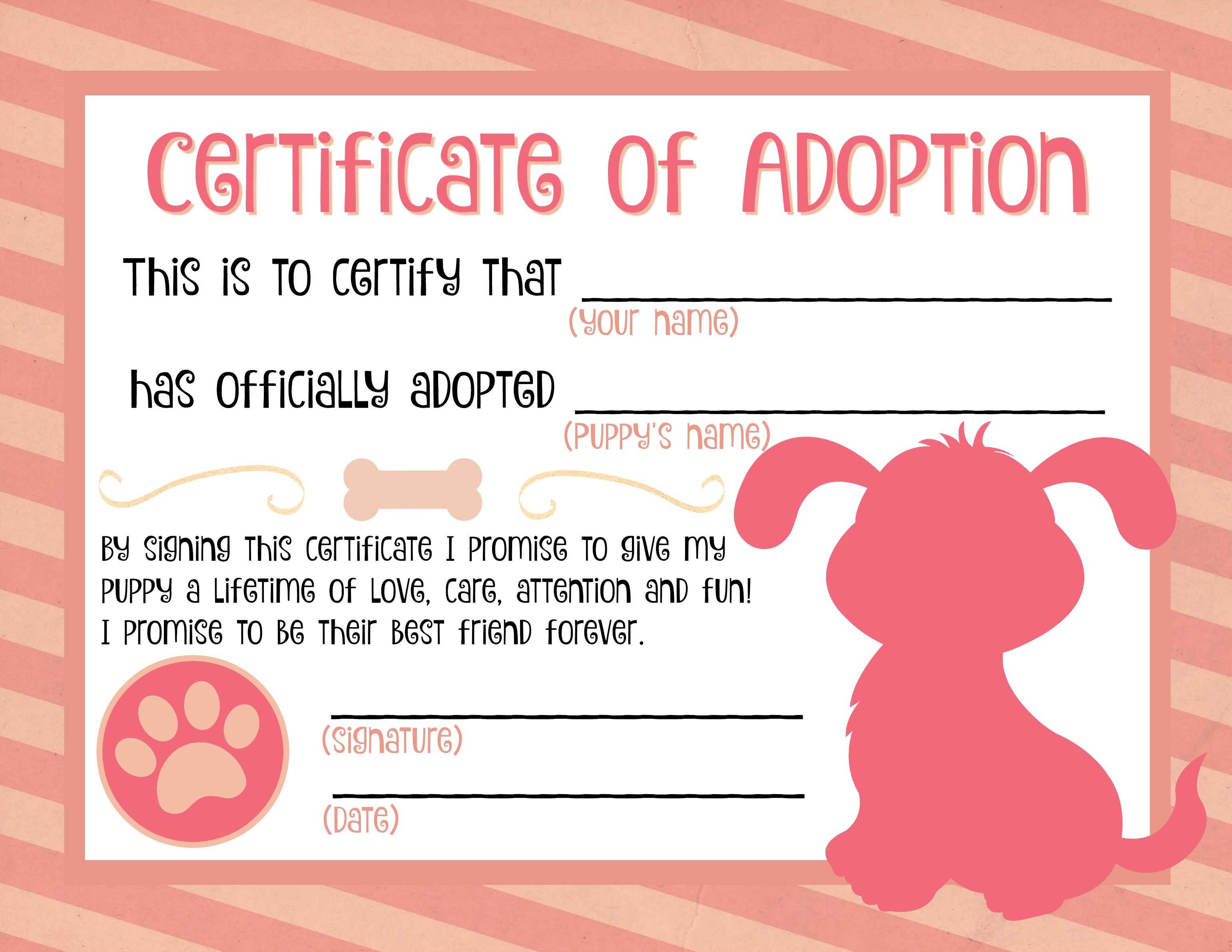 Puppy Adoption Certificate … | Party Ideas In 2019 | Puppy With Toy Adoption Certificate Template