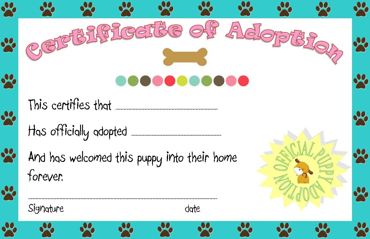 Puppy Party Adoption Certificate Printable | Angie | Puppy Throughout Toy Adoption Certificate Template