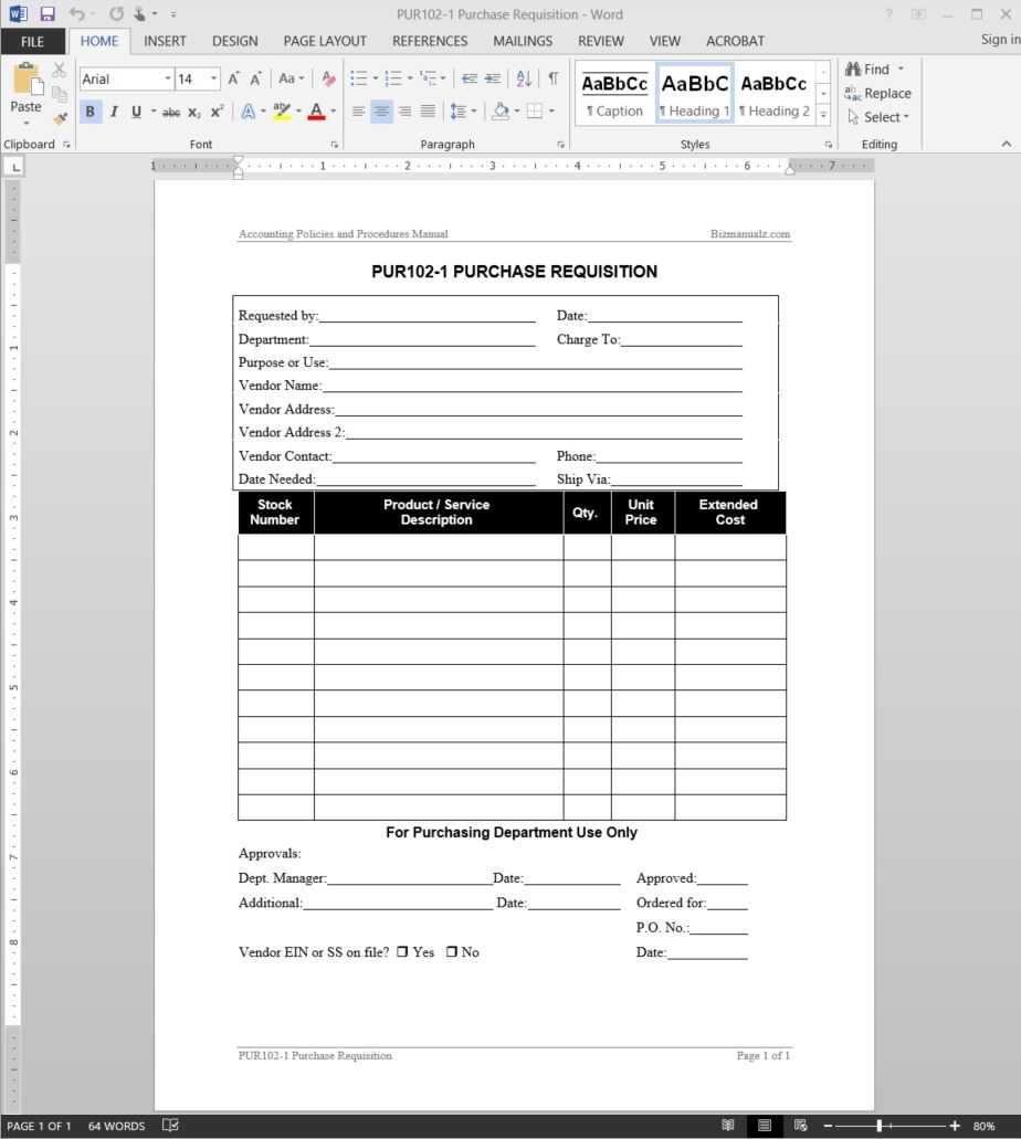 Purchase Requisition Template | Pur102 1 Throughout Check Request Template Word