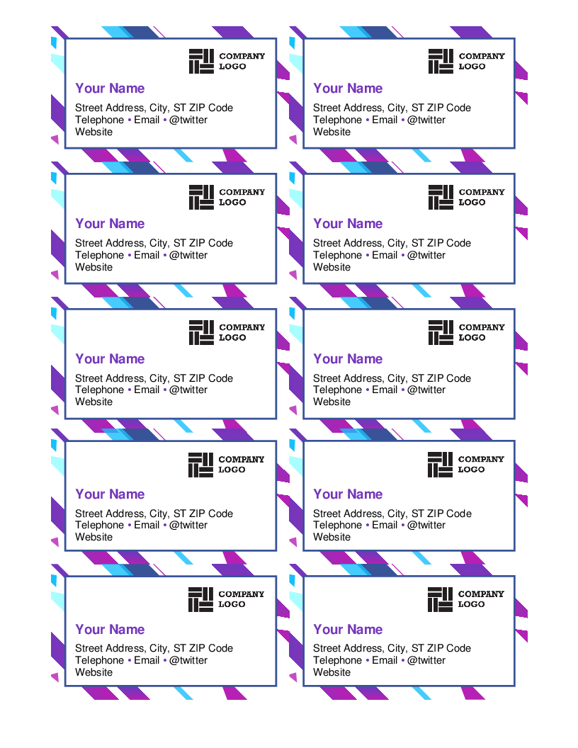 Purple Graphic Business Cards In Business Cards Templates Microsoft Word