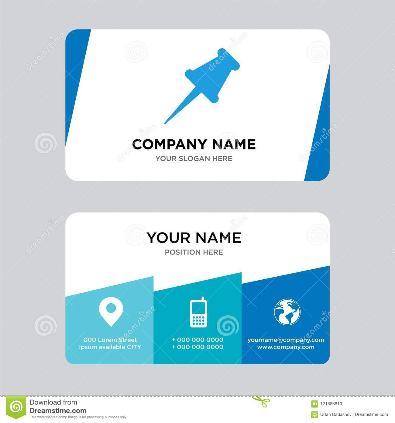 Push Pin Business Card Design Template, Visiting For Your Within Push Card Template