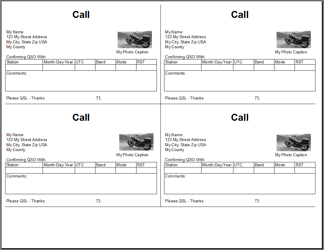 Qsl Cards From Excel Spreadsheet Throughout Qsl Card Template