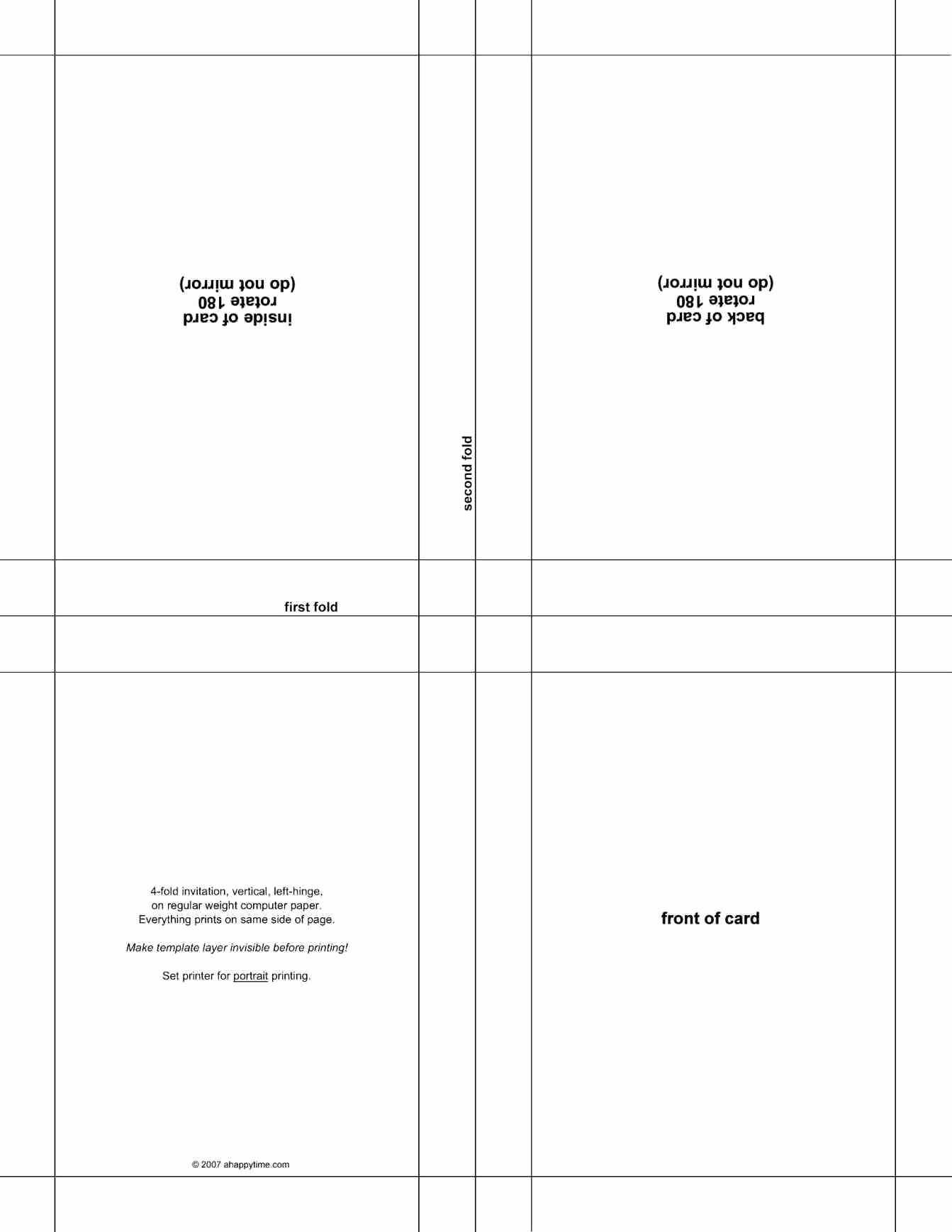 Quarter Fold Card Template Word Regarding Half Fold Card Template