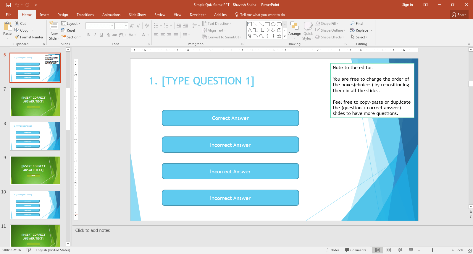 Question 1 Slide – Quiz Game For Ppt | Bhavesh Shaha Intended For Powerpoint Quiz Template Free Download