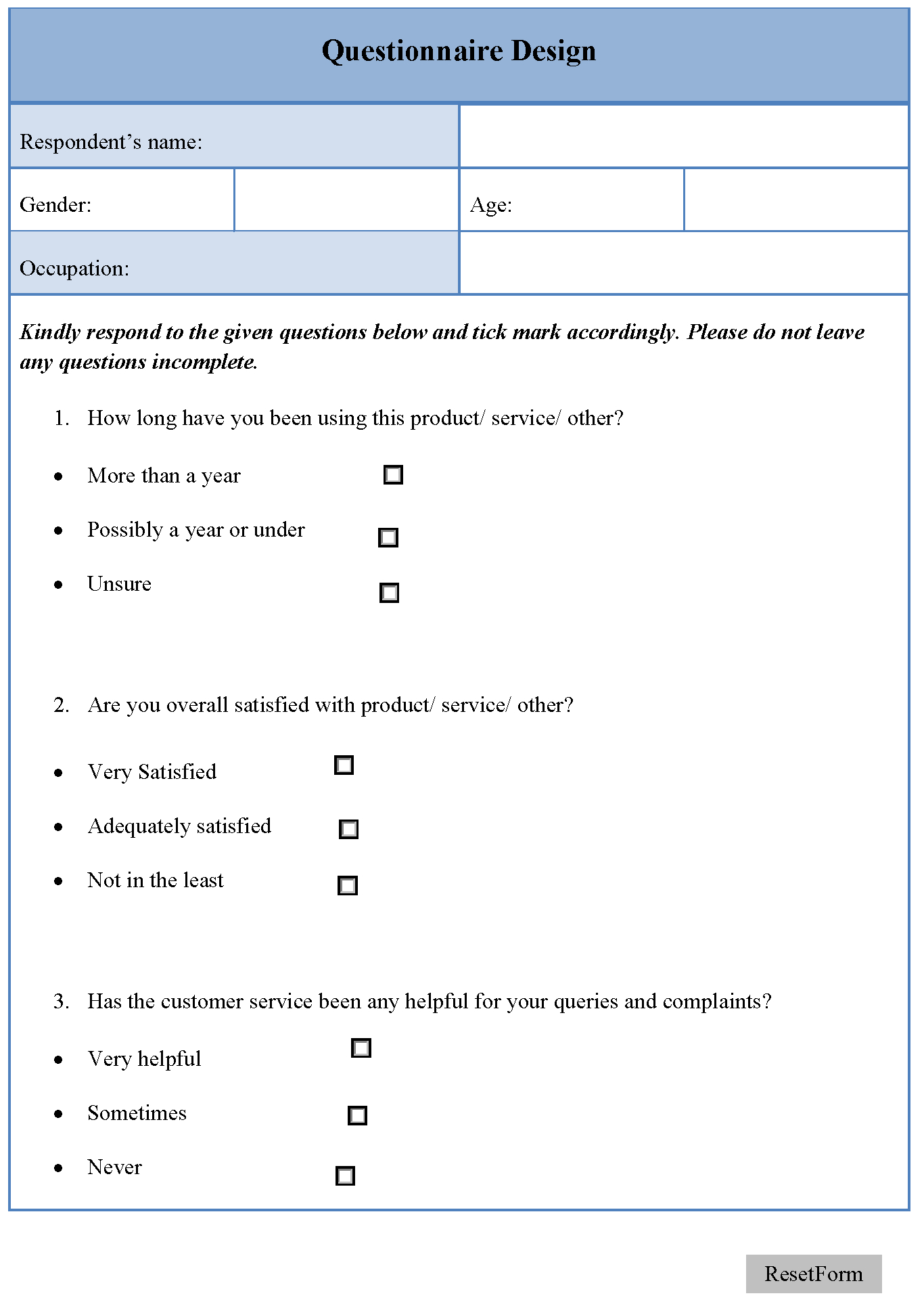 Questionnaire Design Template | Editable Forms Within Questionnaire Design Template Word
