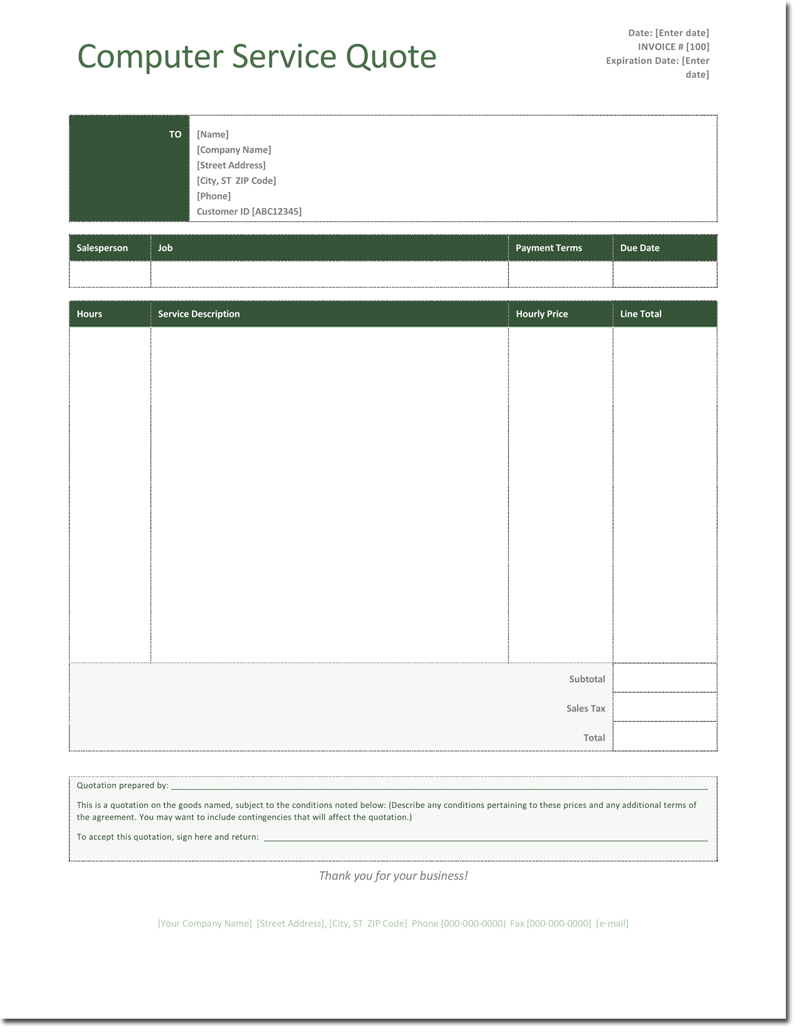 Quotation Templates – Download Free Quotes For Word, Excel Intended For Work Estimate Template Word