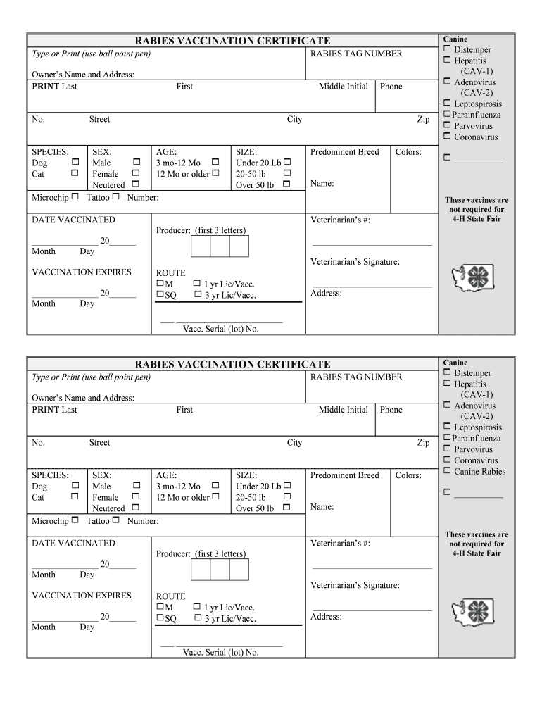 Rabies Vaccine Templates - Fill Online, Printable, Fillable Within Rabies Vaccine Certificate Template