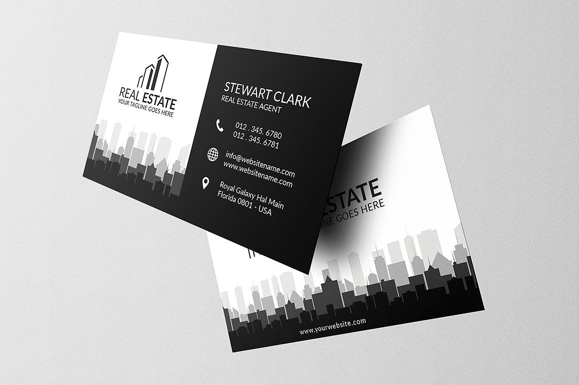 Real Estate Business Card Template #full#bleed#print#ready With Regard To Real Estate Agent Business Card Template