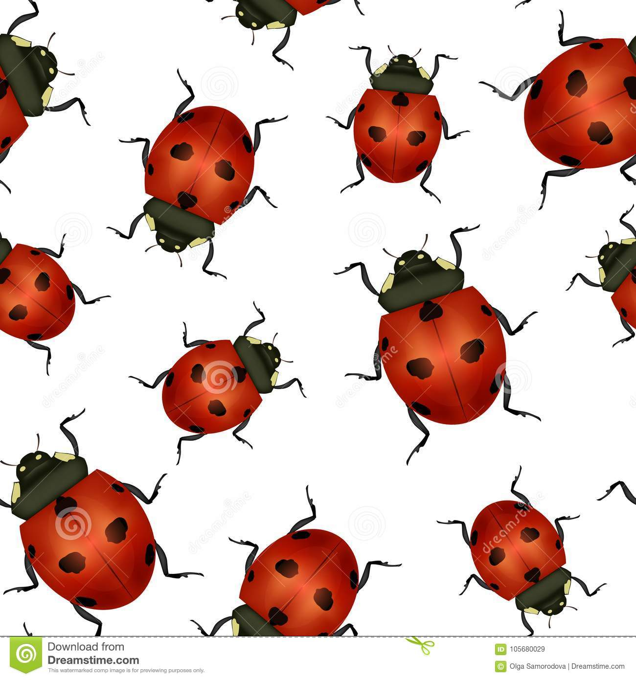 Realistic Detailed Insect Ladybug Seamless Pattern Intended For Blank Ladybug Template