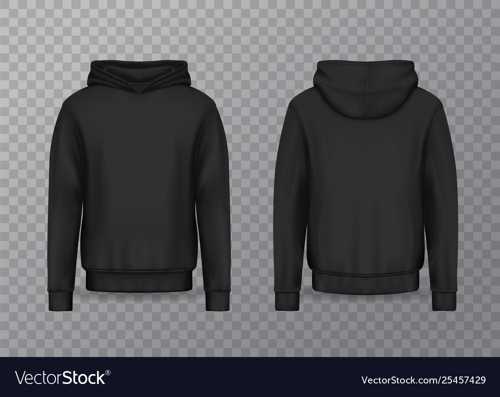 Realistic Men Hoodie Or Black 3D Hoody Sweatshirt With Blank Black Hoodie Template