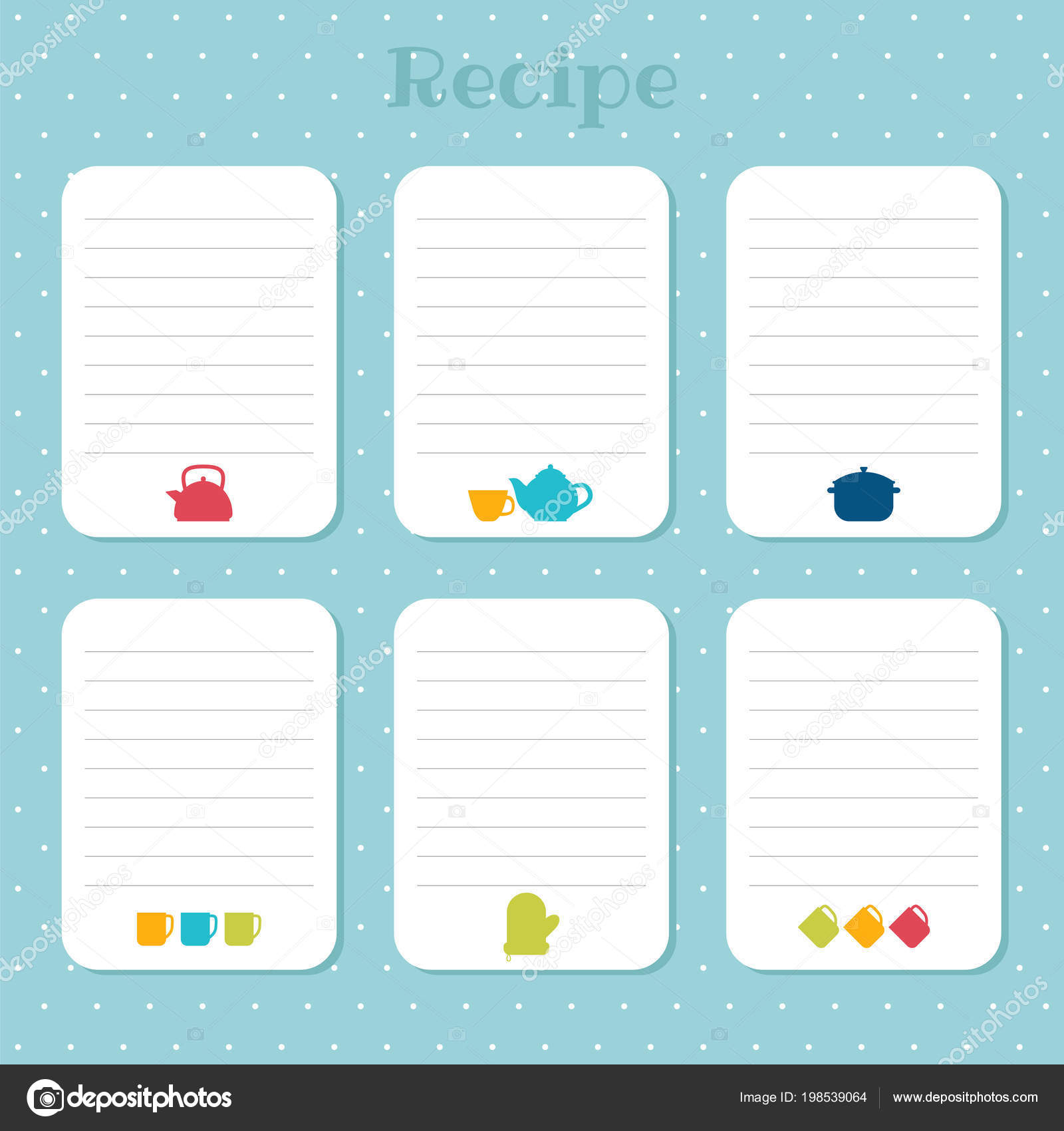 Recipe Card Templates | Recipe Cards Set Cooking Card Pertaining To Restaurant Recipe Card Template