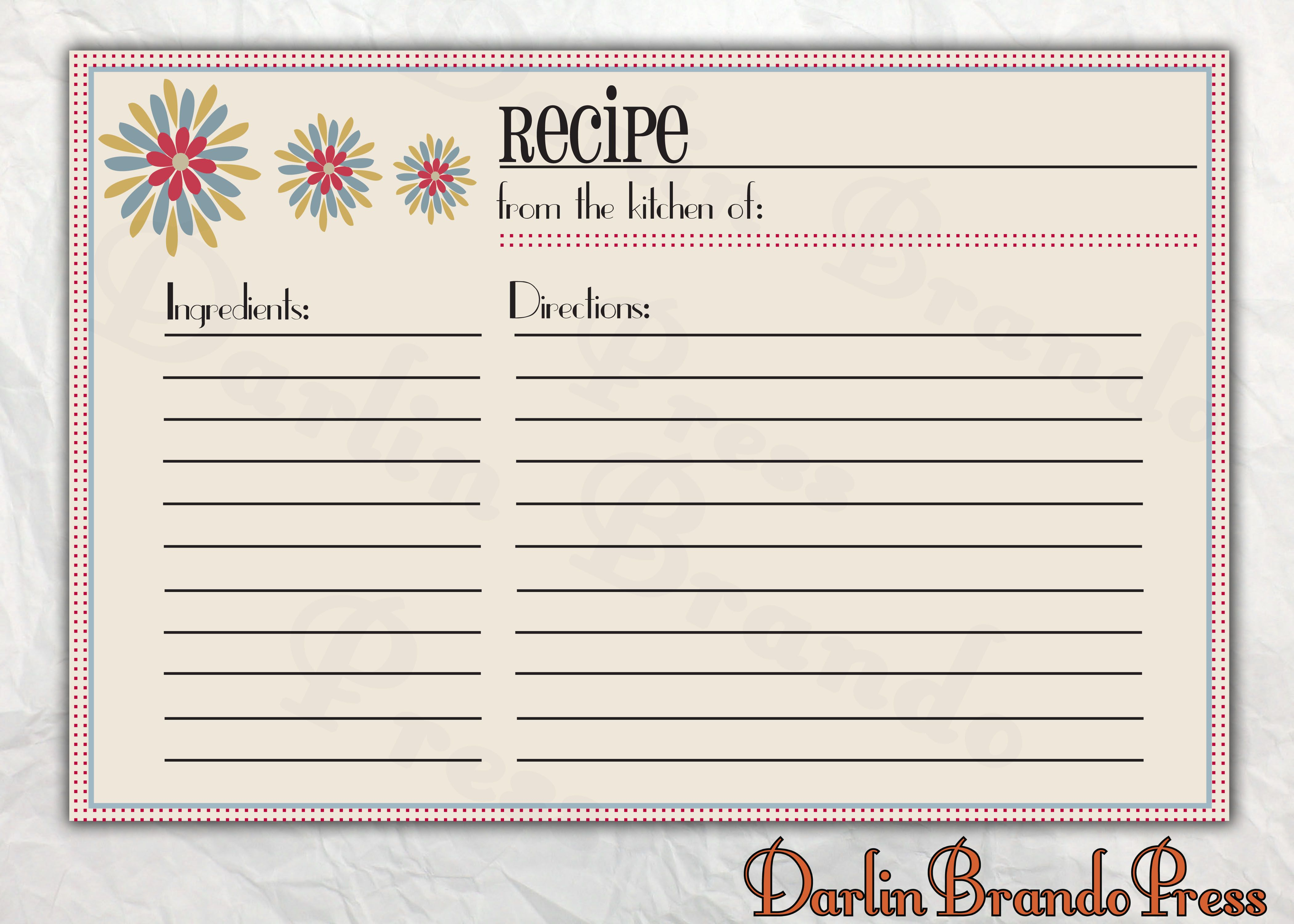 Recipes Card Templates Word | Cooking/baking | Printable With Microsoft Word Recipe Card Template