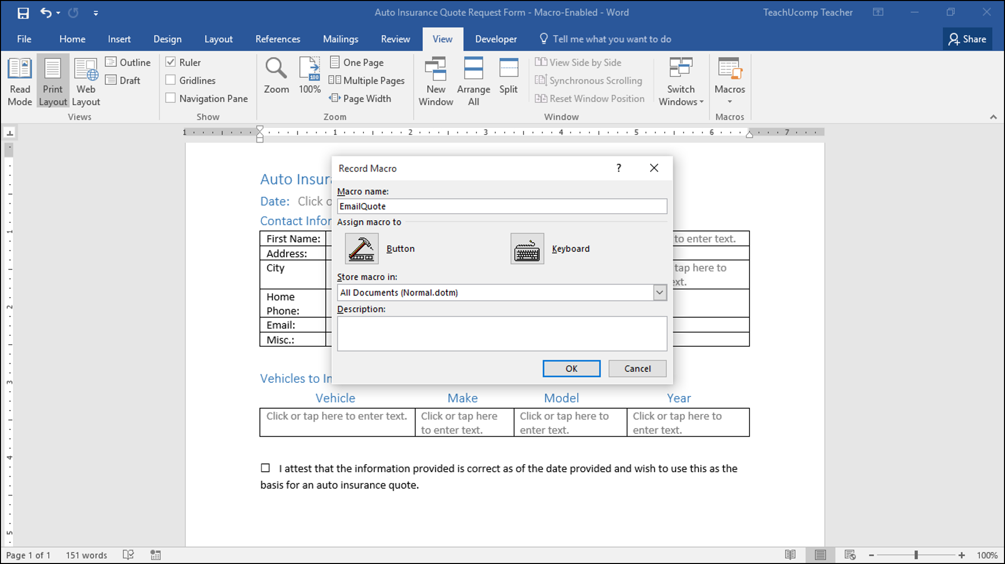 Record A Macro In Word – Instructions And Video Lesson Pertaining To Word Macro Enabled Template