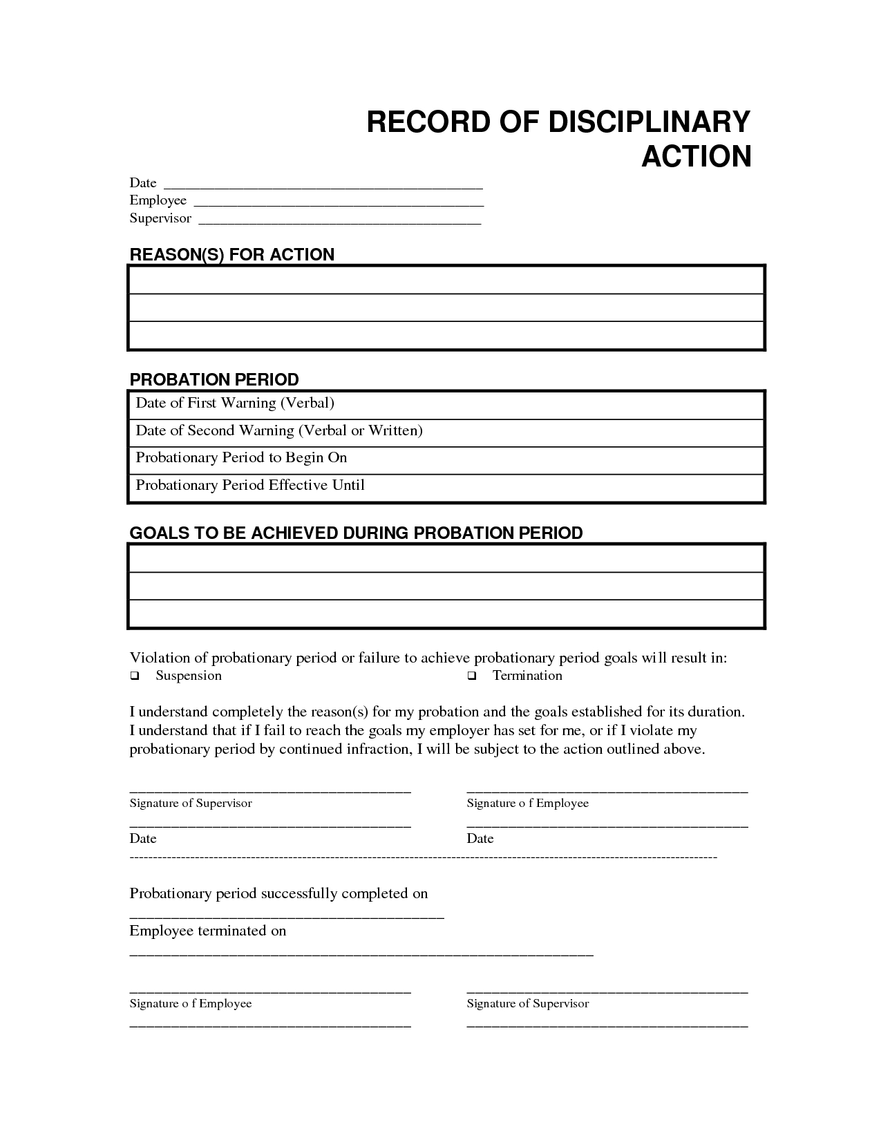 Record Disciplinary Action Free Office Form Template Regarding Word Employee Suggestion Form Template