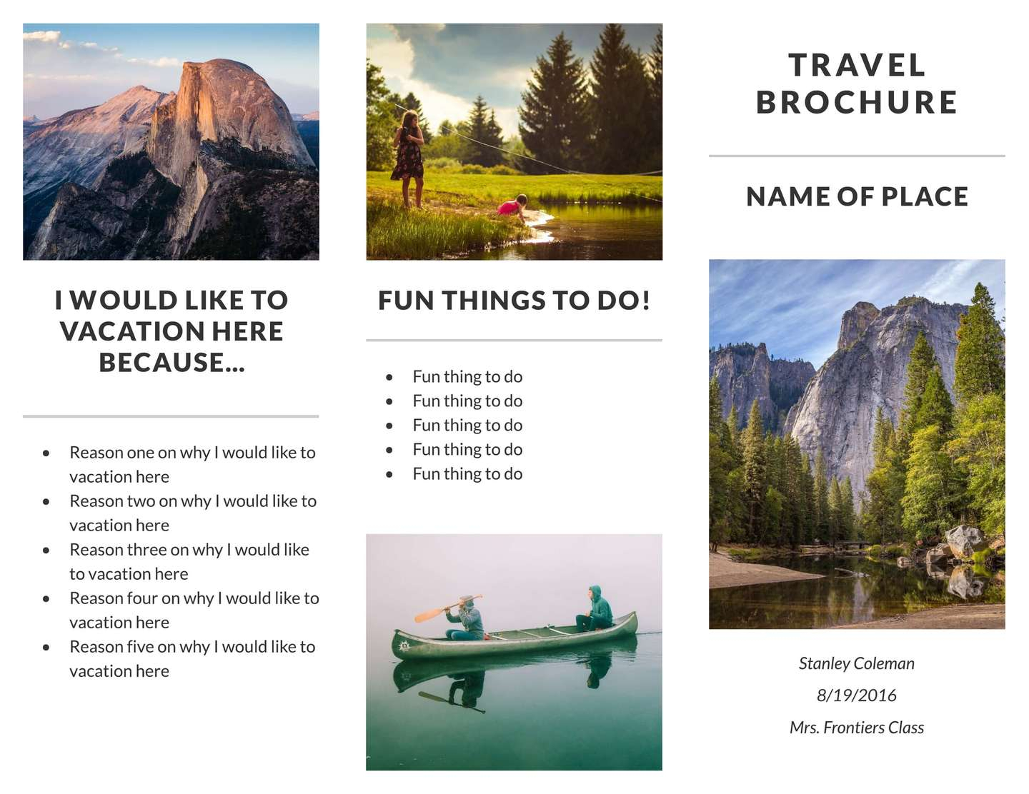 Recreation Travel Brochure Template | Lucidpress For Travel Brochure Template For Students