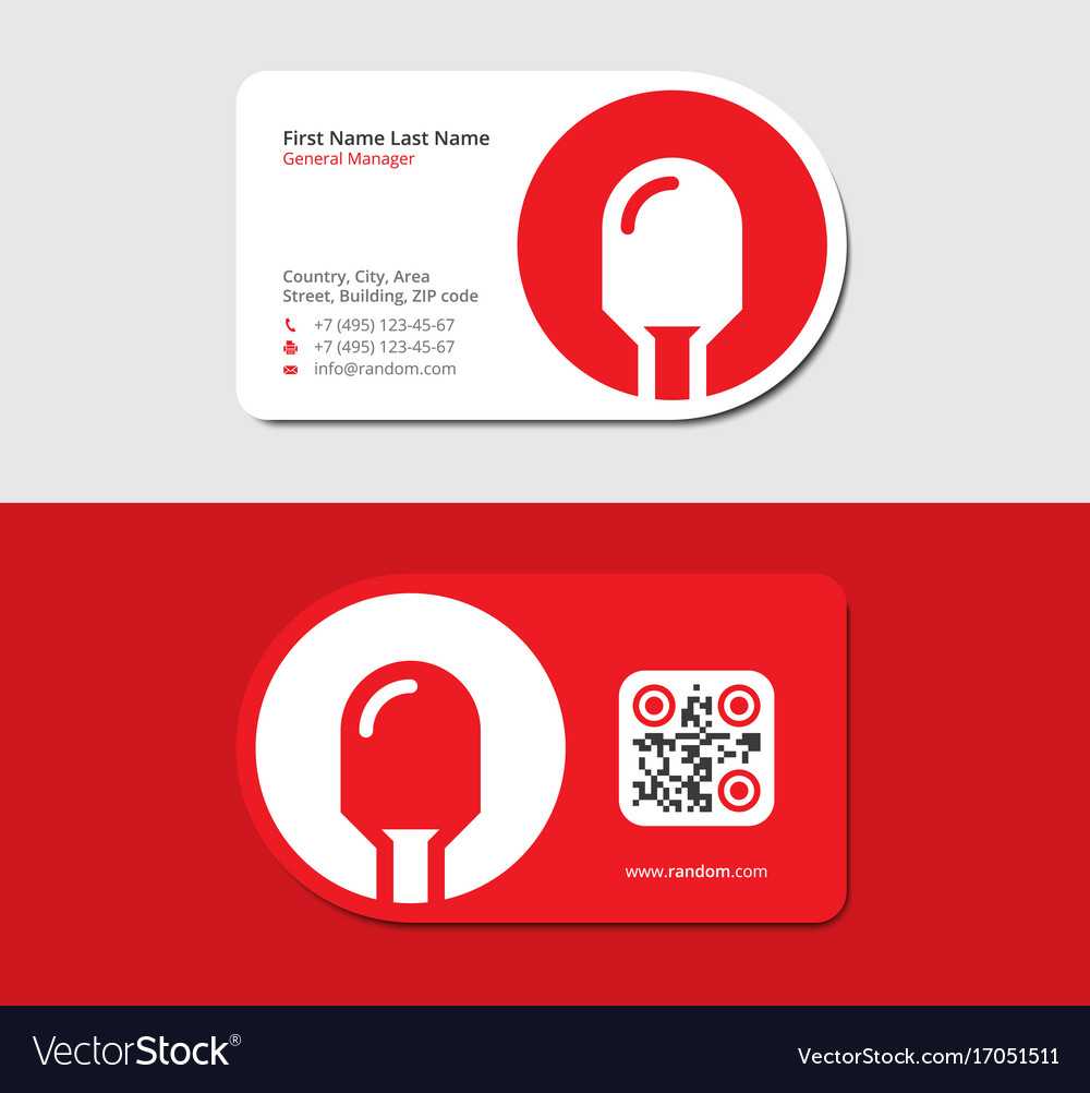 Red Business Card With Led Icon And Qr Code Throughout Qr Code Business Card Template