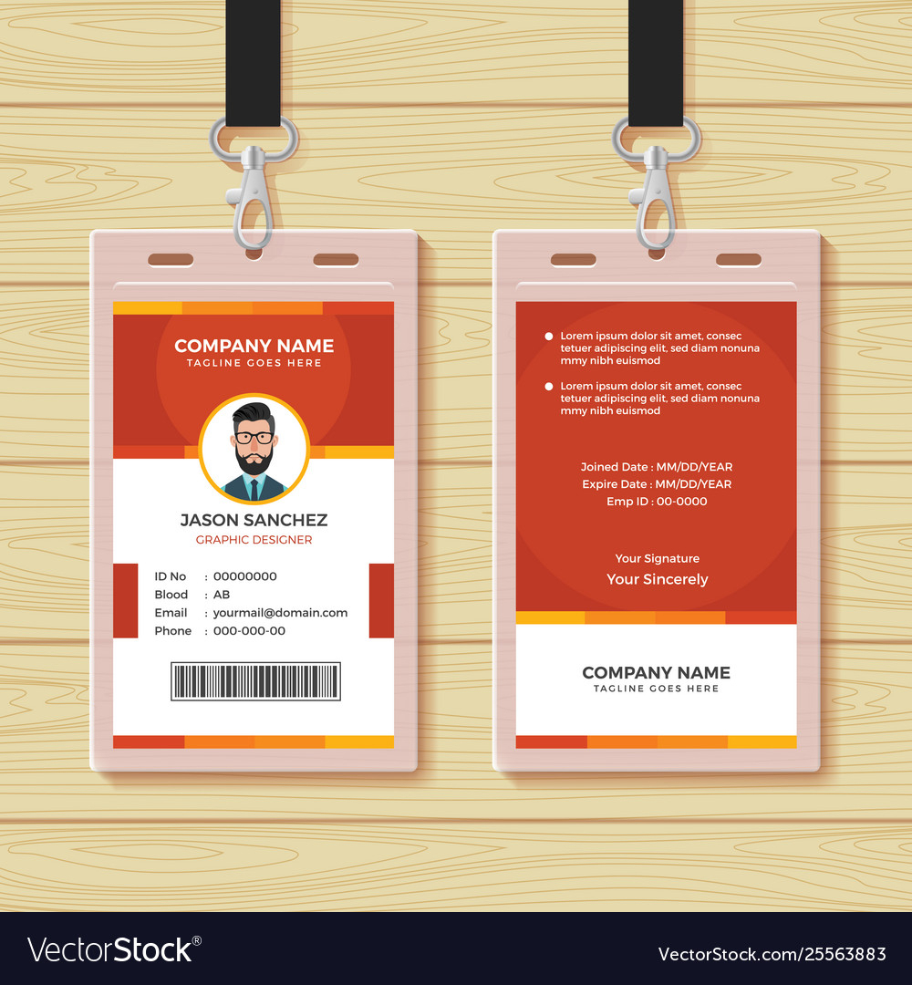 Red Employee Id Card Design Template Pertaining To Template For Id Card Free Download