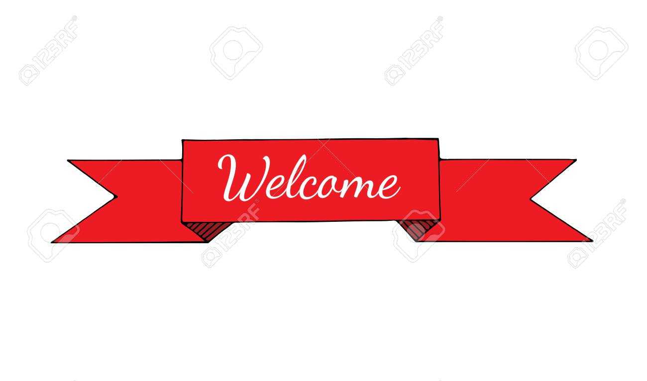Red Ribbon With Welcome Text. Art Element For Page Design, Magazine,.. Pertaining To Welcome Banner Template