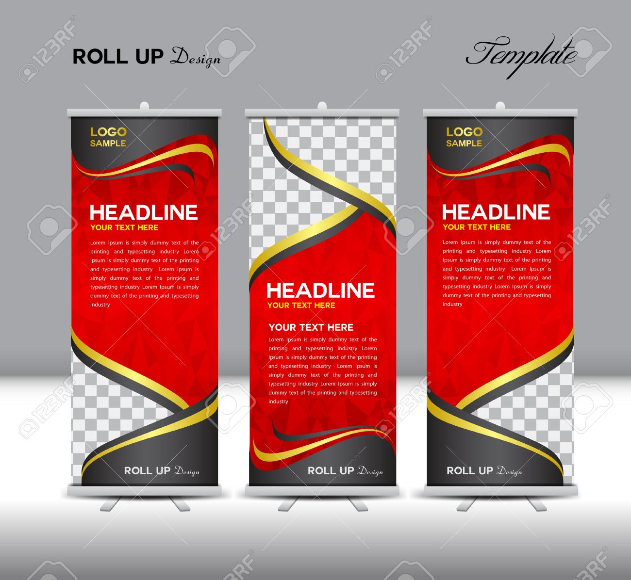 Red Roll Up Banner Template Illustration,polygon Background,banner.. Pertaining To Pop Up Banner Design Template