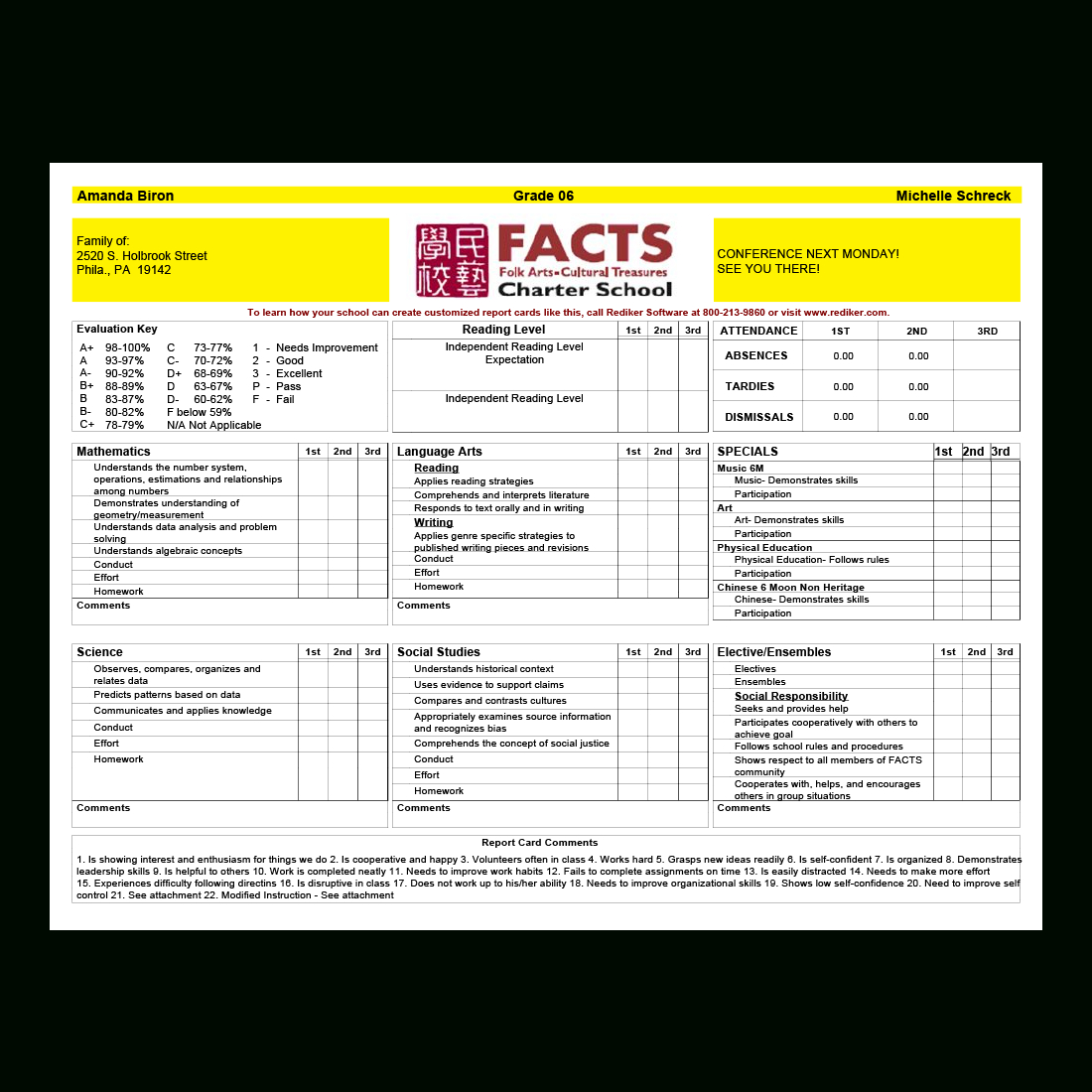 Report Card Software – Grade Management | Rediker Software Throughout Middle School Report Card Template