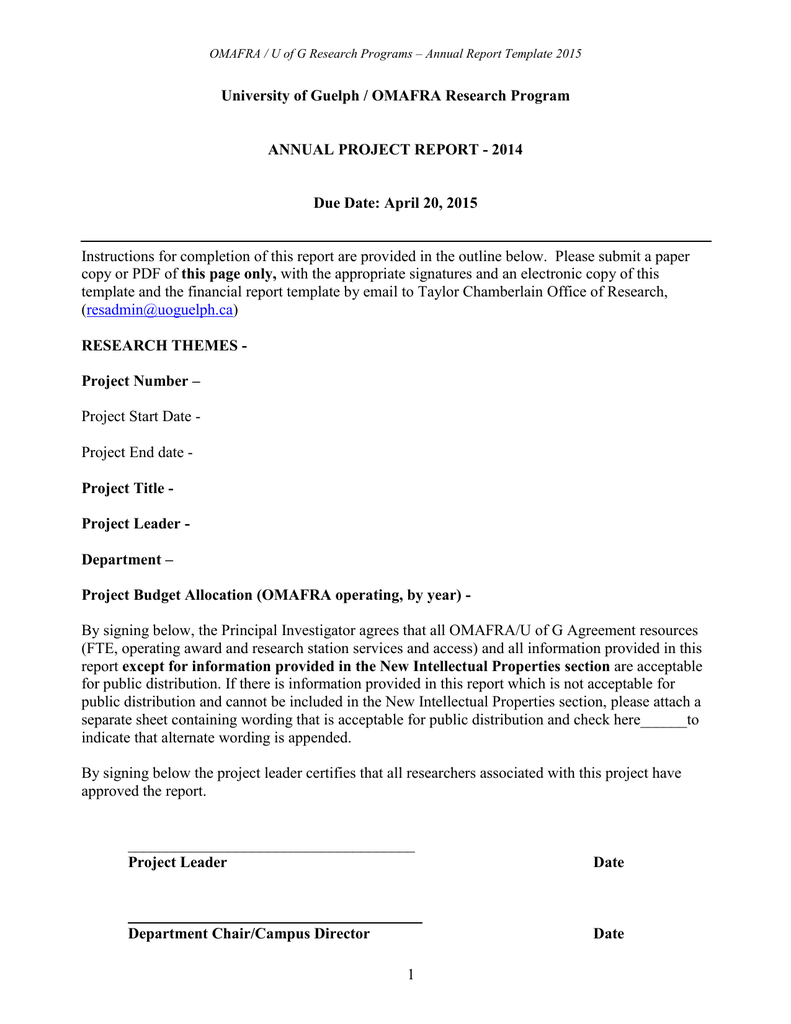 Report Template – University Of Guelph With Research Project Report Template