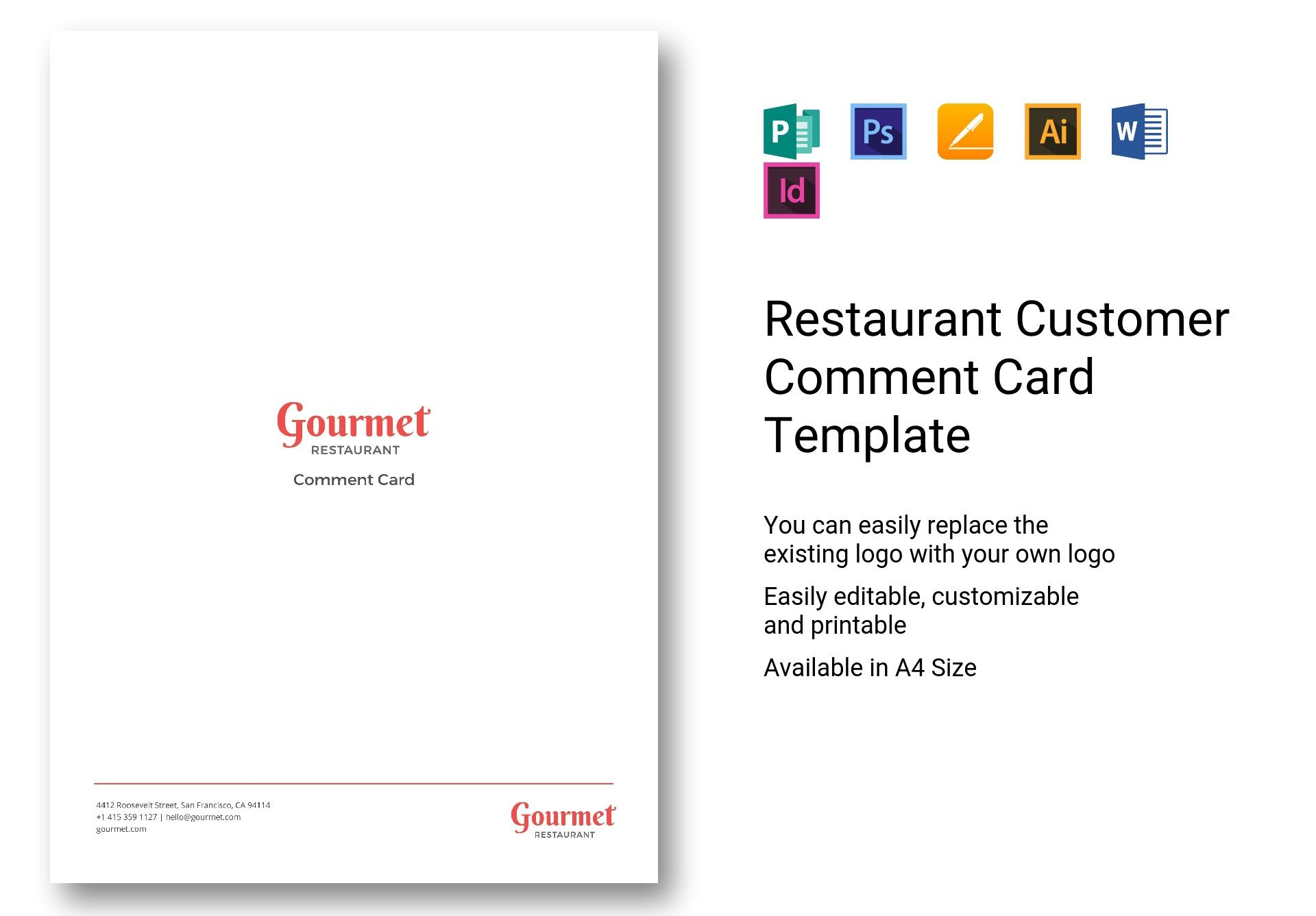 Restaurant Customer Comment Card Template In Psd, Word Within Restaurant Comment Card Template