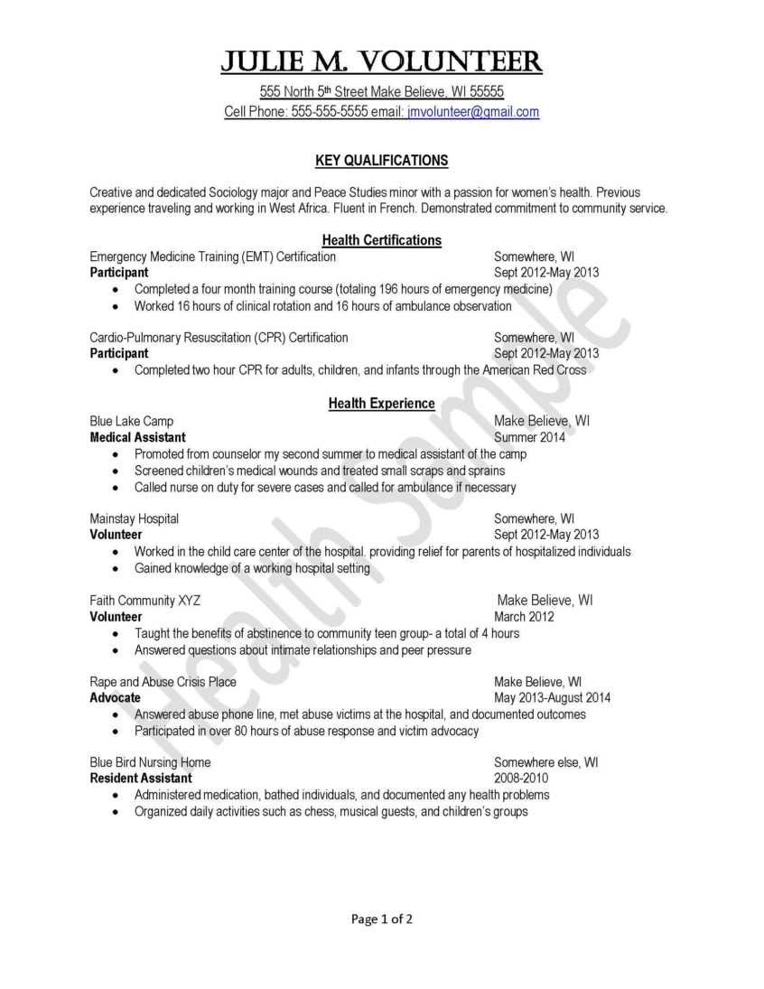 Resume Sample: Volunteer Resume Template New Sample Student Throughout Community Service Template Word