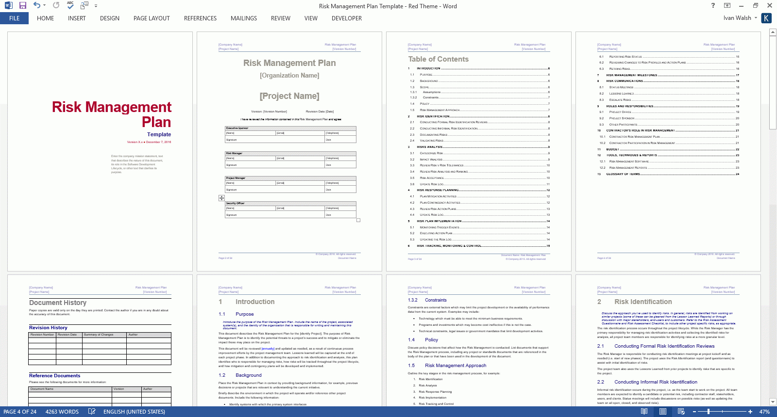 Risk Management Plan Template (Ms Word/excel) – Templates Regarding Risk Mitigation Report Template