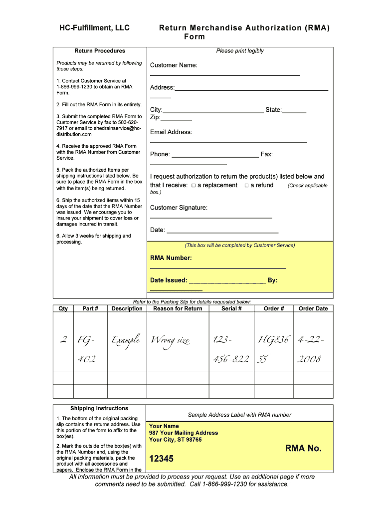 Rma Form Template - Fill Online, Printable, Fillable, Blank Pertaining To Rma Report Template
