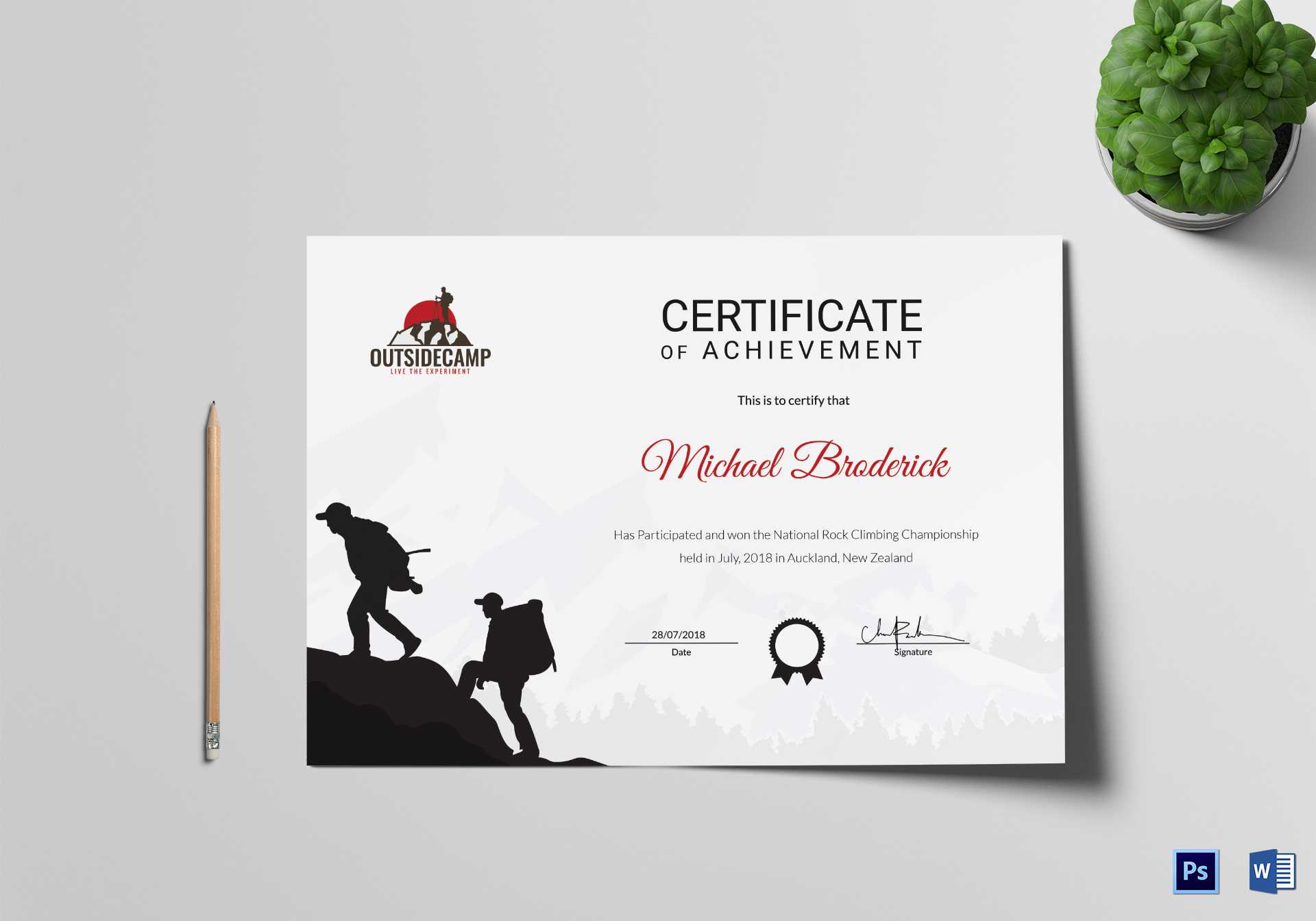 Rock Climbing Participation Certificate Template Intended For Walking Certificate Templates