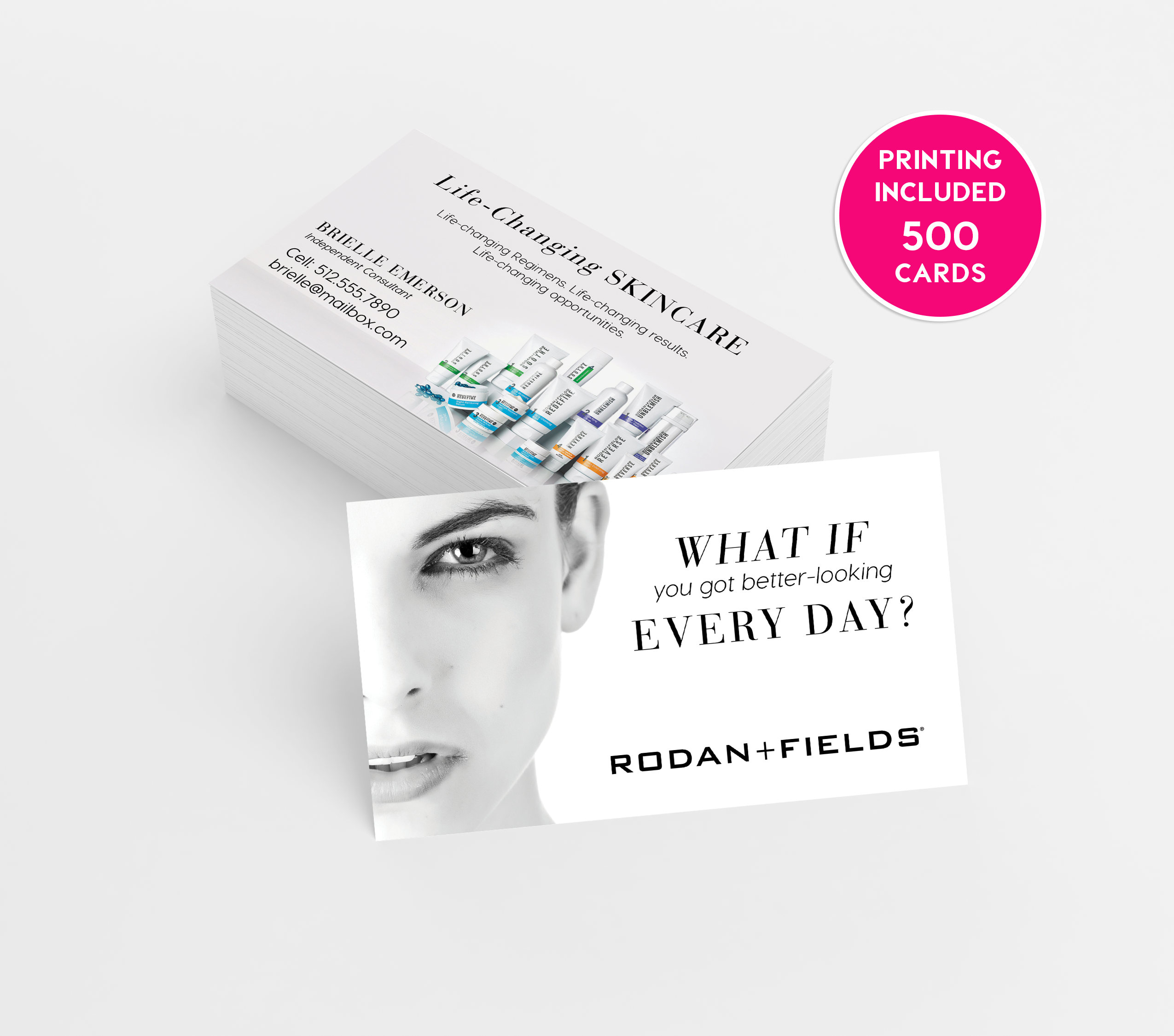 Rodan & Fields Consultant 500 Business Cards Printed Business Card Template  Personalized Calling Card Skincare R+F Mini Facial Product Cards Inside Rodan And Fields Business Card Template