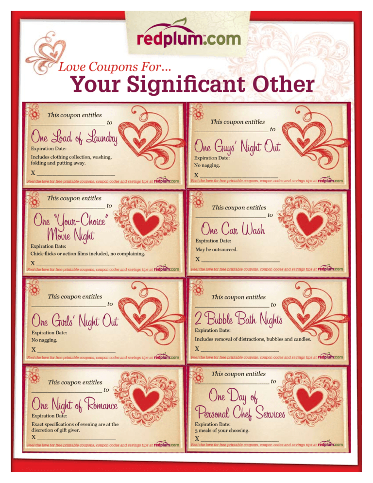 Love Coupon Template For Word