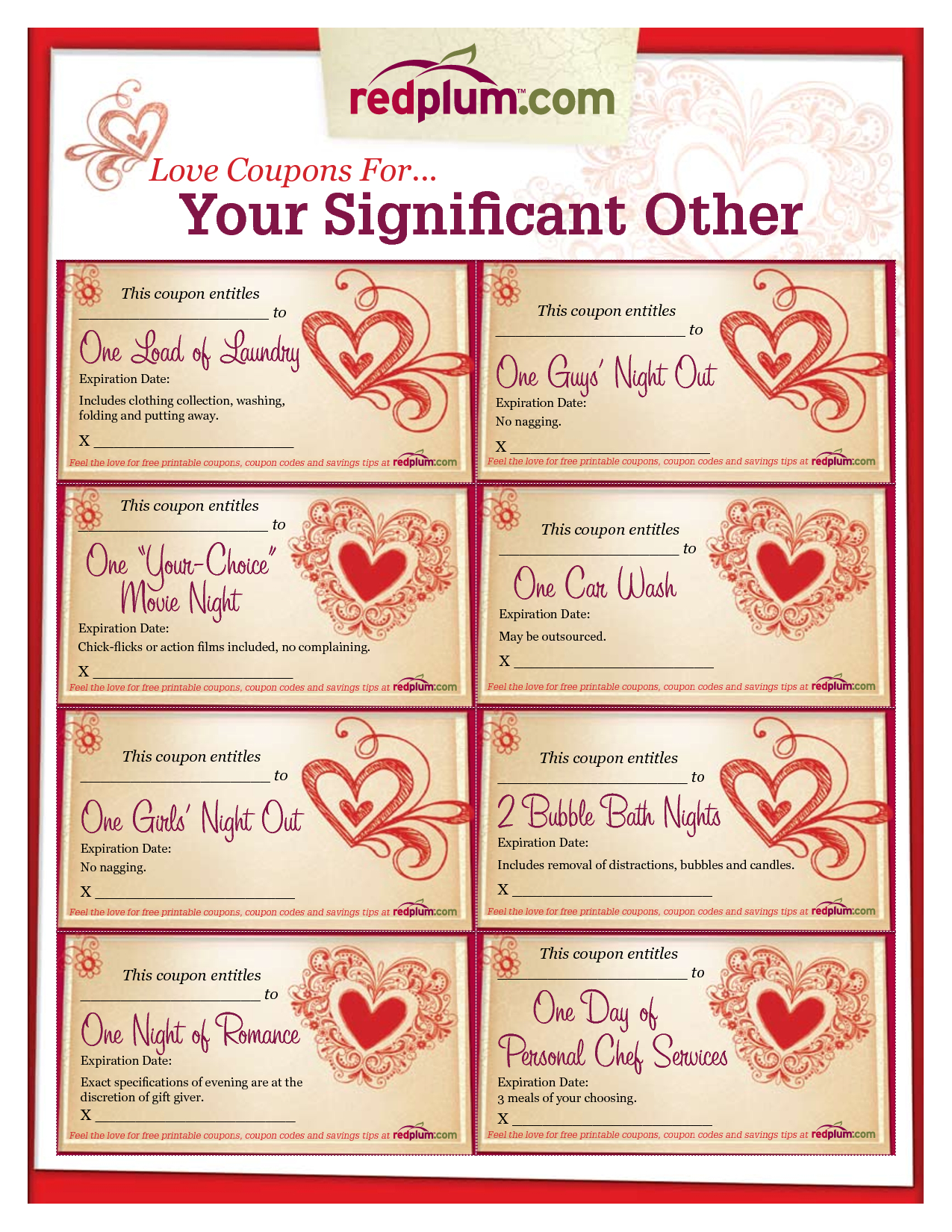 Romantic Love Coupon Template Printable | Love Coupons For Intended For Love Coupon Template For Word