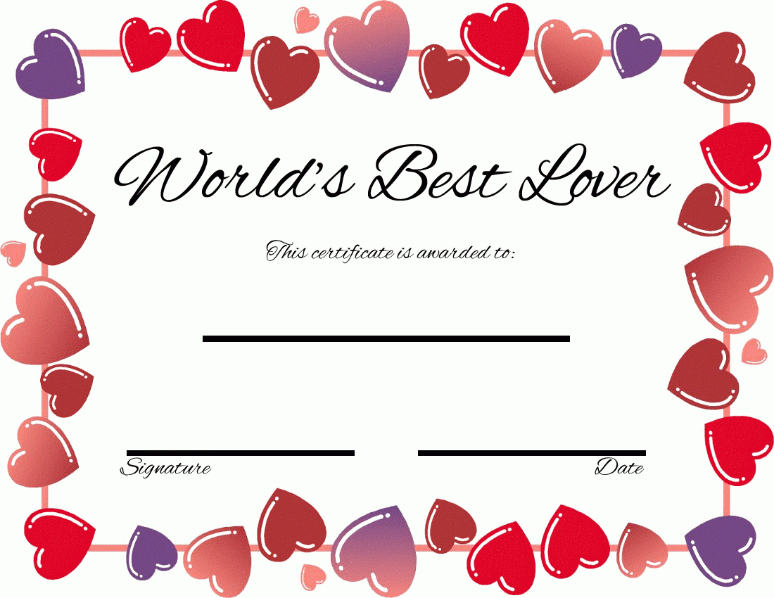 Romantic Printables | ? Romancefromtheheart Intended For Love Certificate Templates