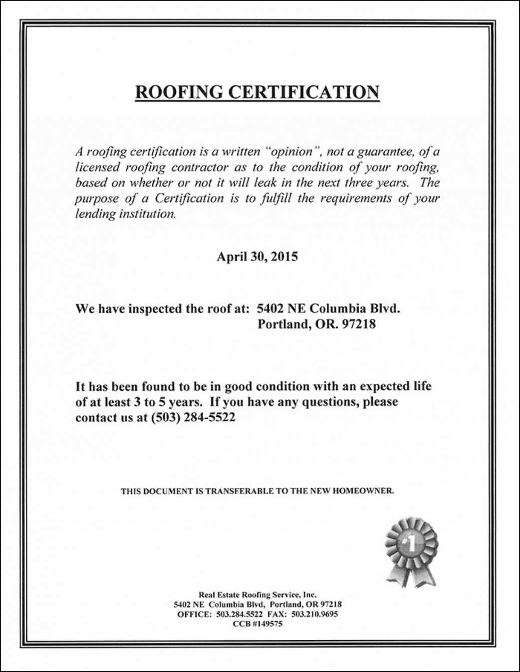 Roofing Certificate Of Completion Template Lovely Roof With Roof Certification Template