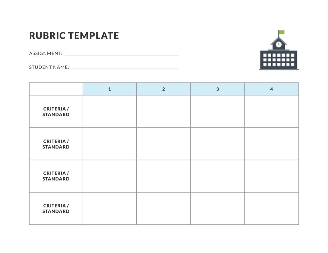 Rubric 4 Pt Education Template | Teachers Corner | Education Regarding Blank Rubric Template