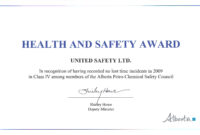Safety Recognition Certificate Template - Atlantaauctionco in Safety Recognition Certificate Template