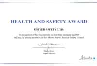 Safety Recognition Certificate Template - Atlantaauctionco in Safety Recognition Certificate Template