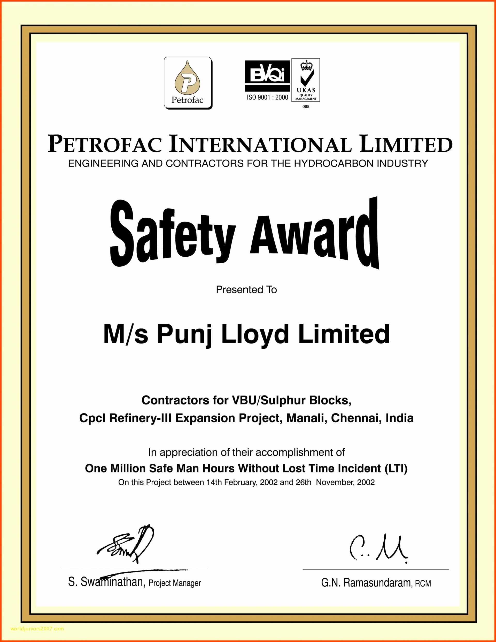 Safety Recognition Certificate Template – Bizoptimizer Throughout Safety Recognition Certificate Template