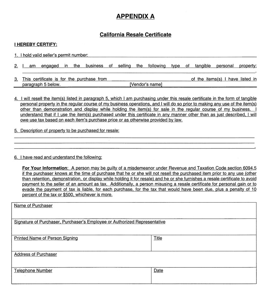 Sales And Use Tax Regulations – Article 16 Pertaining To Resale Certificate Request Letter Template