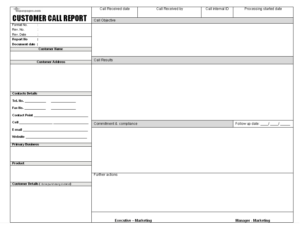 Sales Call Report Templates – Word Excel Fomats Regarding Sales Call Report Template