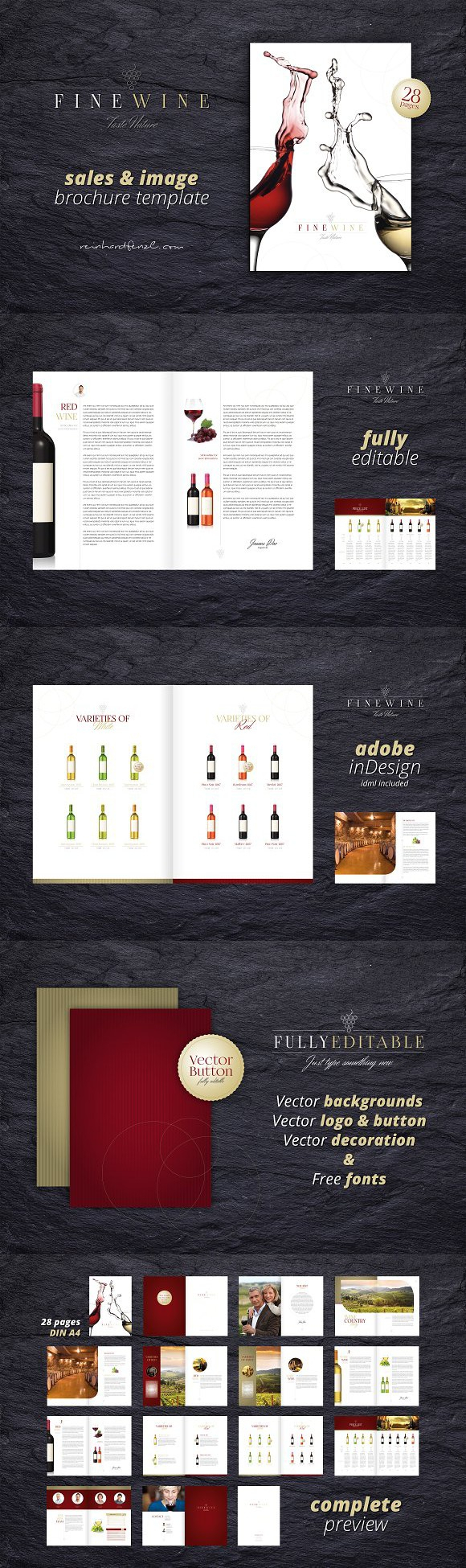 Sales & Image Brochure – Fine Wine. Brochure Templates Regarding Wine Brochure Template