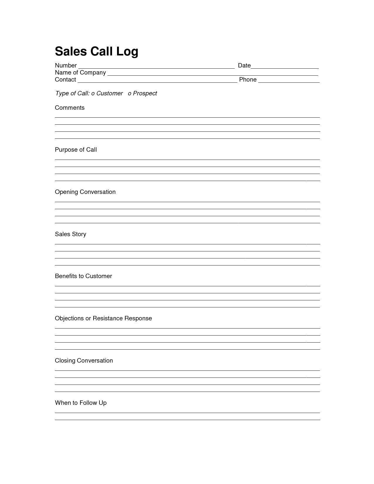 Sales Log Sheet Template | Sales Call Log Template | Call With Sales Call Report Template Free