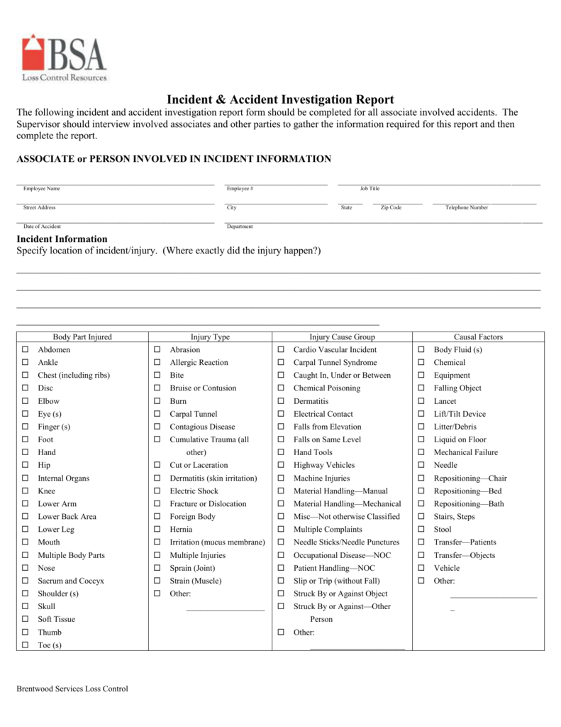 Sample Accident Investigation With Failure Investigation Report Template