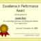 Sample Certificate Of Recognition For Outstanding Students With Best Performance Certificate Template