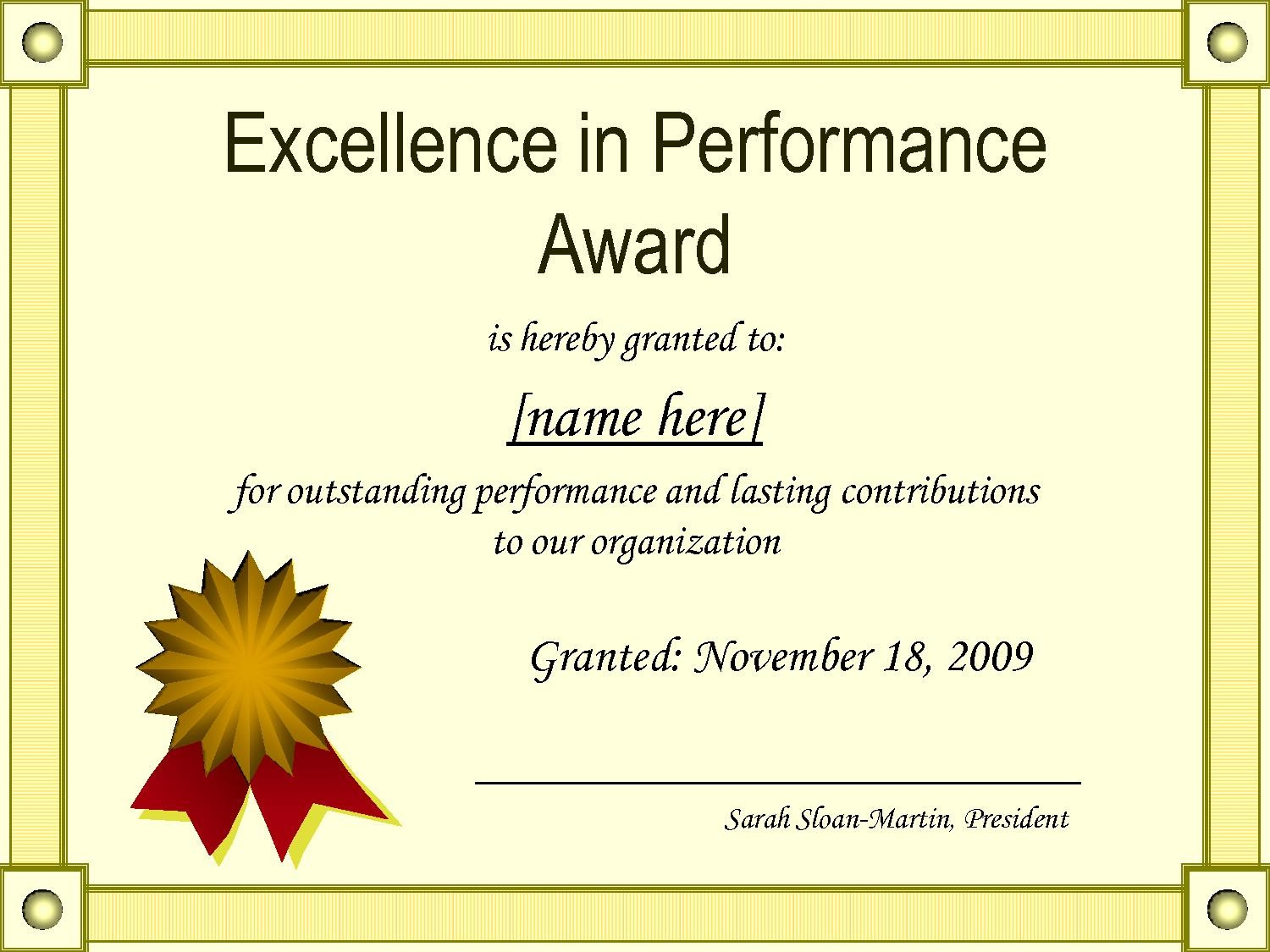 Sample Certificate Of Recognition For Outstanding Students With Best Performance Certificate Template